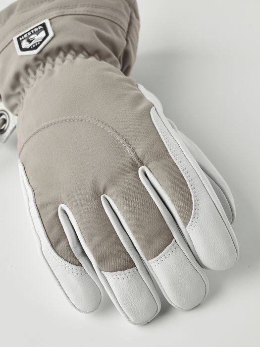 Hestra Heli Ski Female 5-Finger Khaki / Offwhite