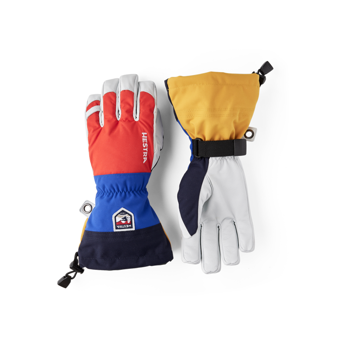 Hestra Army Leather Heli Ski 5-Finger Light red Multi