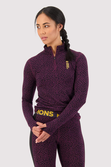 MONS Royale Cascade Merino Flex 200 1/4 Zip W – Winter Leopard